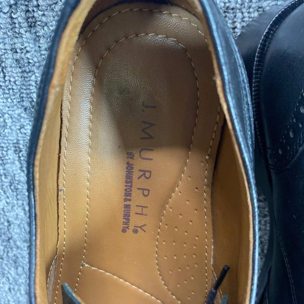 J Murphy by Johnston Murphy Wingtip Oxford Mens 10.5 Black Leather Lace Up Shoes